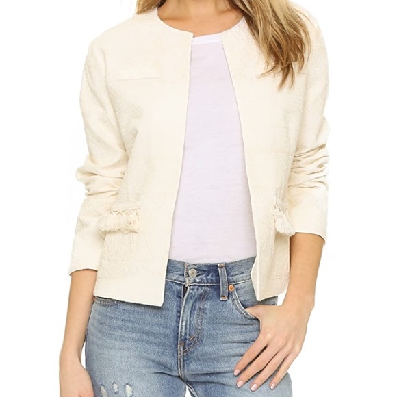 NWT Anine Bing Embroidered Open Jacket Cream XS - Picture 2 of 8